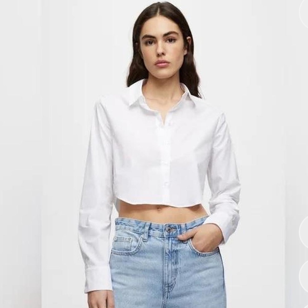 NWT Abercrombie & Fitch Classic White Crop Top button up